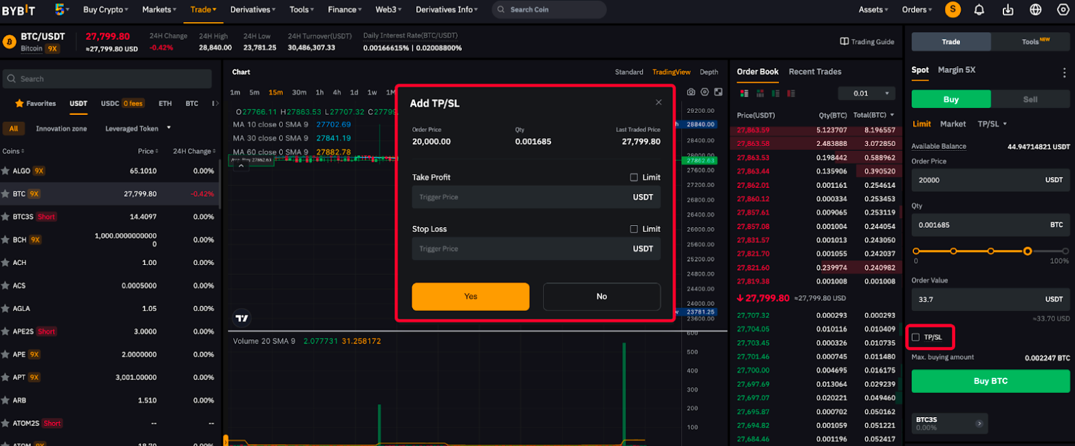 Bybit place orders