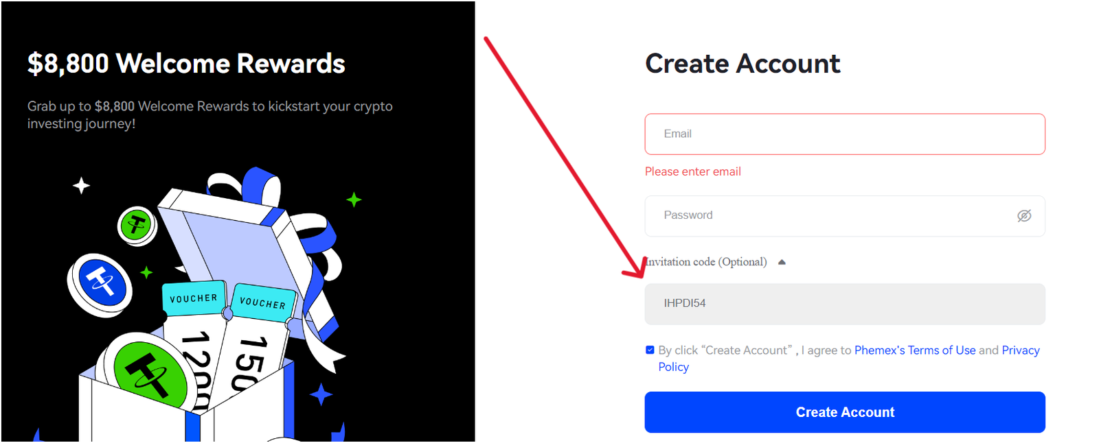 Phemex invitation code