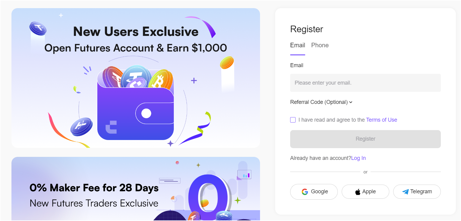Register CoinW exchange
