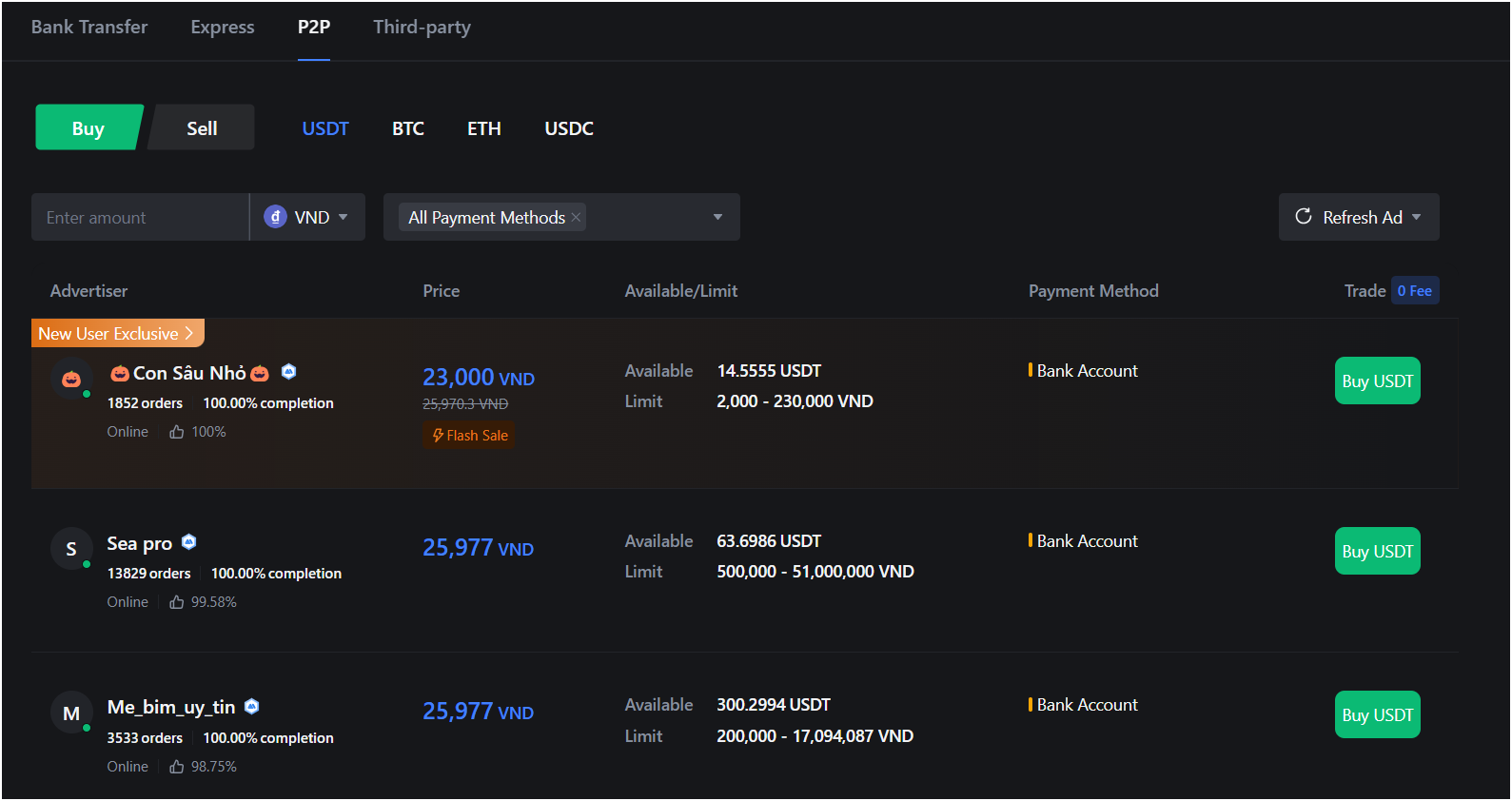 MEXC P2P buying crypto