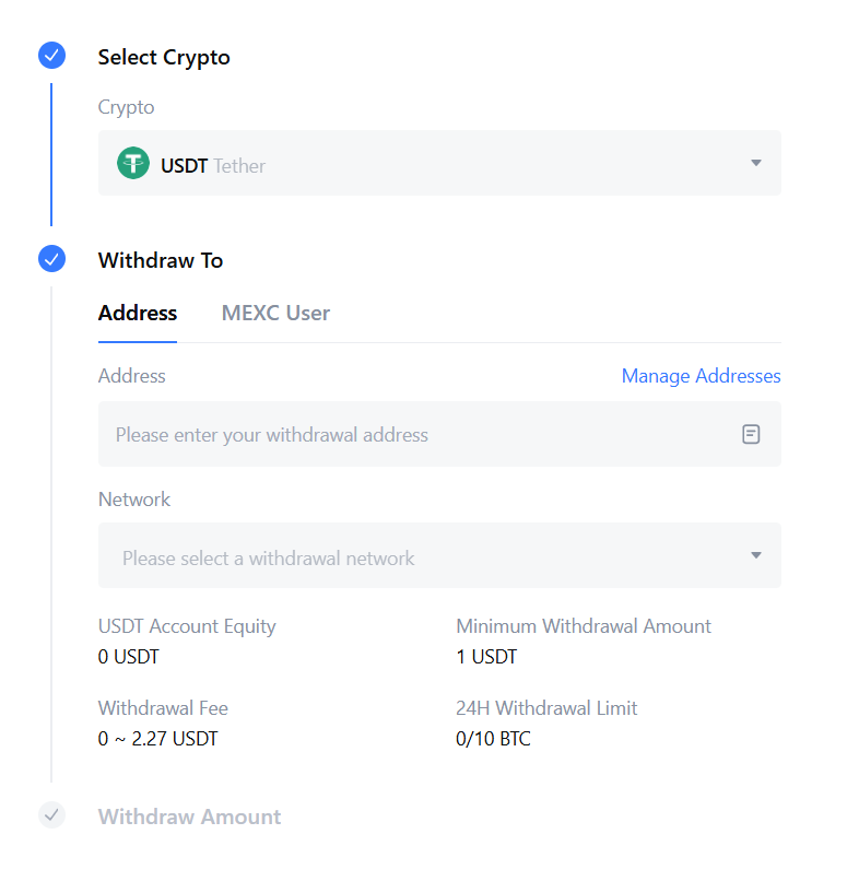 withdraw Bitcoin from MEXC