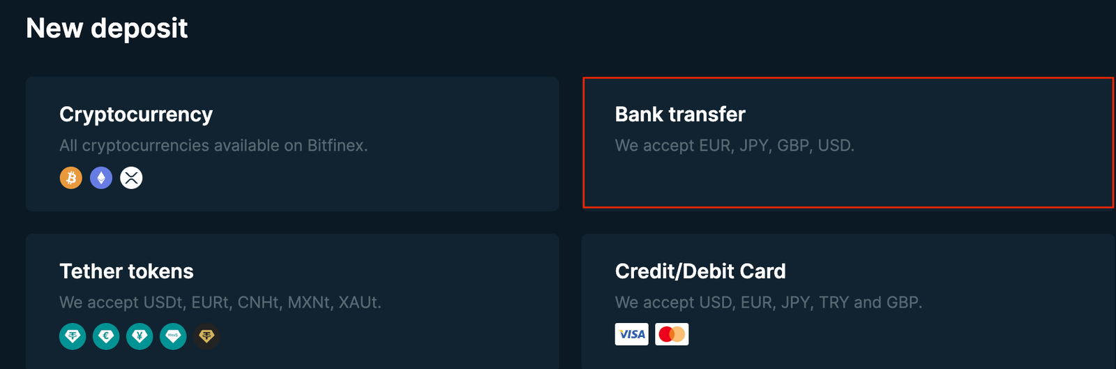 DEPOSIT CRYPTO OR FIAT